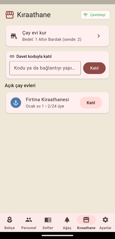 Kıraathane ekranı